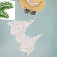 Sheer Fringe Trim V Neck Beachwear Top