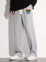 Love Is Love Rainbow Heart Print Joggers Men's Casual Loose Fit Pants