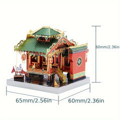 MU 3D Metal Puzzle Chinese Street View Building DIY Kit Green Golden Gift