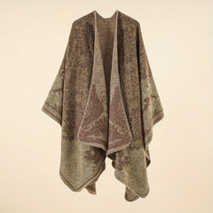 Cashmere Shawl Print Warm Long Shawl Casual Blanket Open Front Poncho Cape