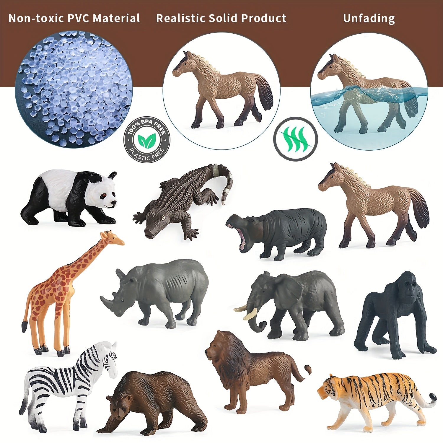 12 Plastic Small Forest Jungle Zoo Animals Kids Party Favors