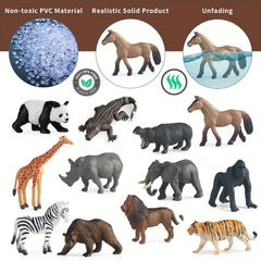 12 Plastic Small Forest Jungle Zoo Animals Kids Party Favors
