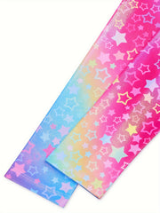 Girls Star Graphic Long Sleeve Gymnastics Leotard