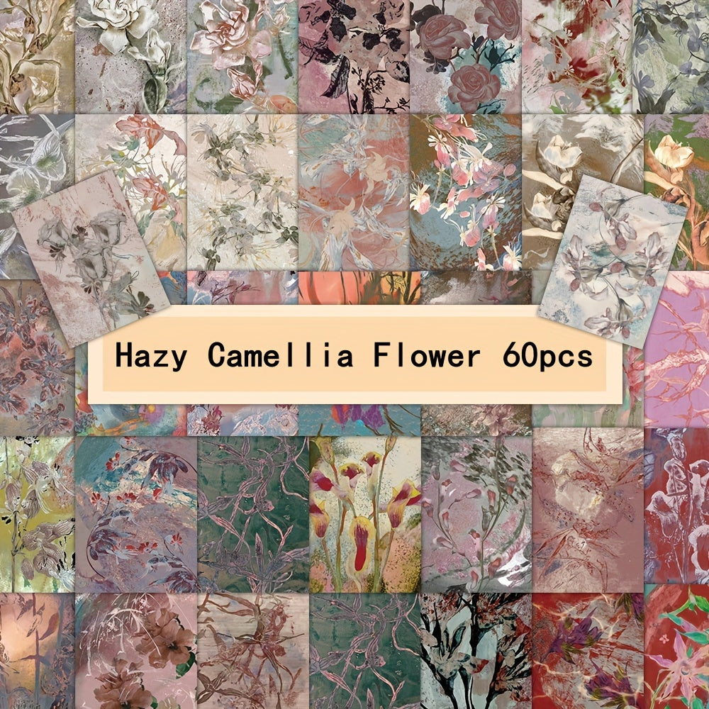 60pcs Hazy Retro Flower Graffiti Stickers For Guitar Skateboard