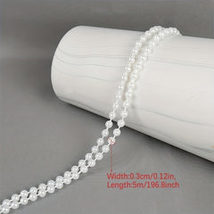 5M ABS Pearl Round Beads Cotton Line Chain Trim Garland Strand
