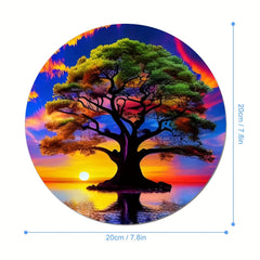 Tree Round Mouse Mat Non Slip Rubber Base Small Size Mousepad