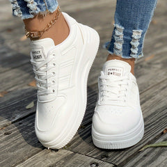 Faux Leather Solid Skate Shoes Wear Resistance Non Slip Flat Sneakers