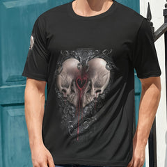 3D Skull Print Men's Graphic Active T-shirt Crew Neck Casual Tee for Summer