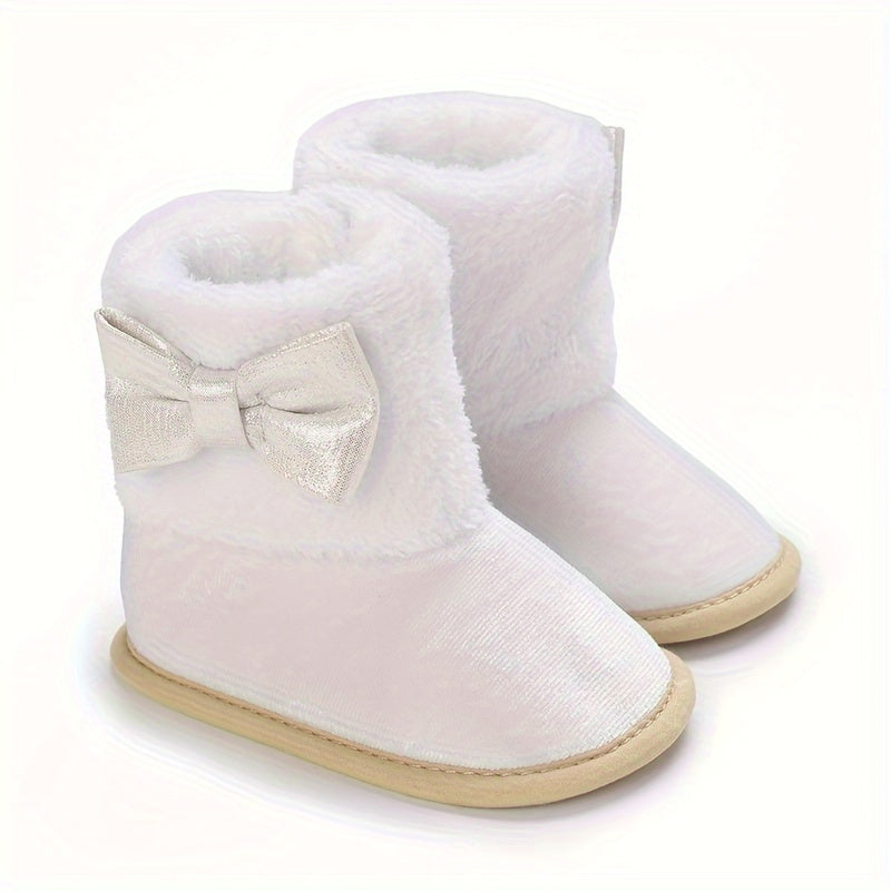 Bowknot Comfortable Boots For Baby Girls Soft Warm Plus Fleece Boots