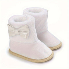 Bowknot Comfortable Boots For Baby Girls Soft Warm Plus Fleece Boots