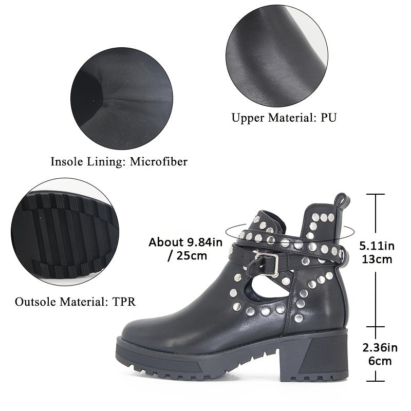 Women's Ankle Boots Cut Out Rivet Booties