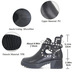 Women's Ankle Boots Cut Out Rivet Booties