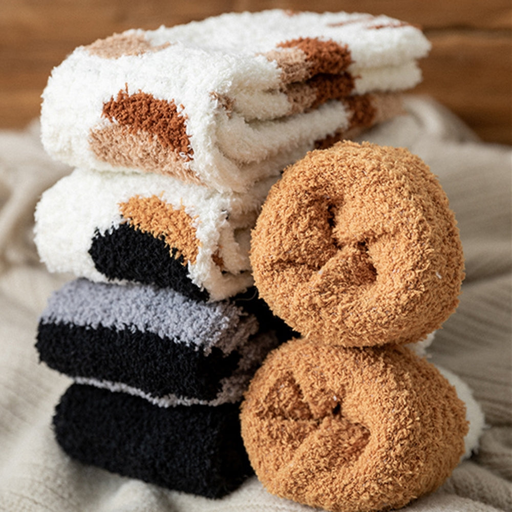 6 Pairs Women's Fuzzy Animal Slipper Socks Cozy Soft Fluffy Warm Socks