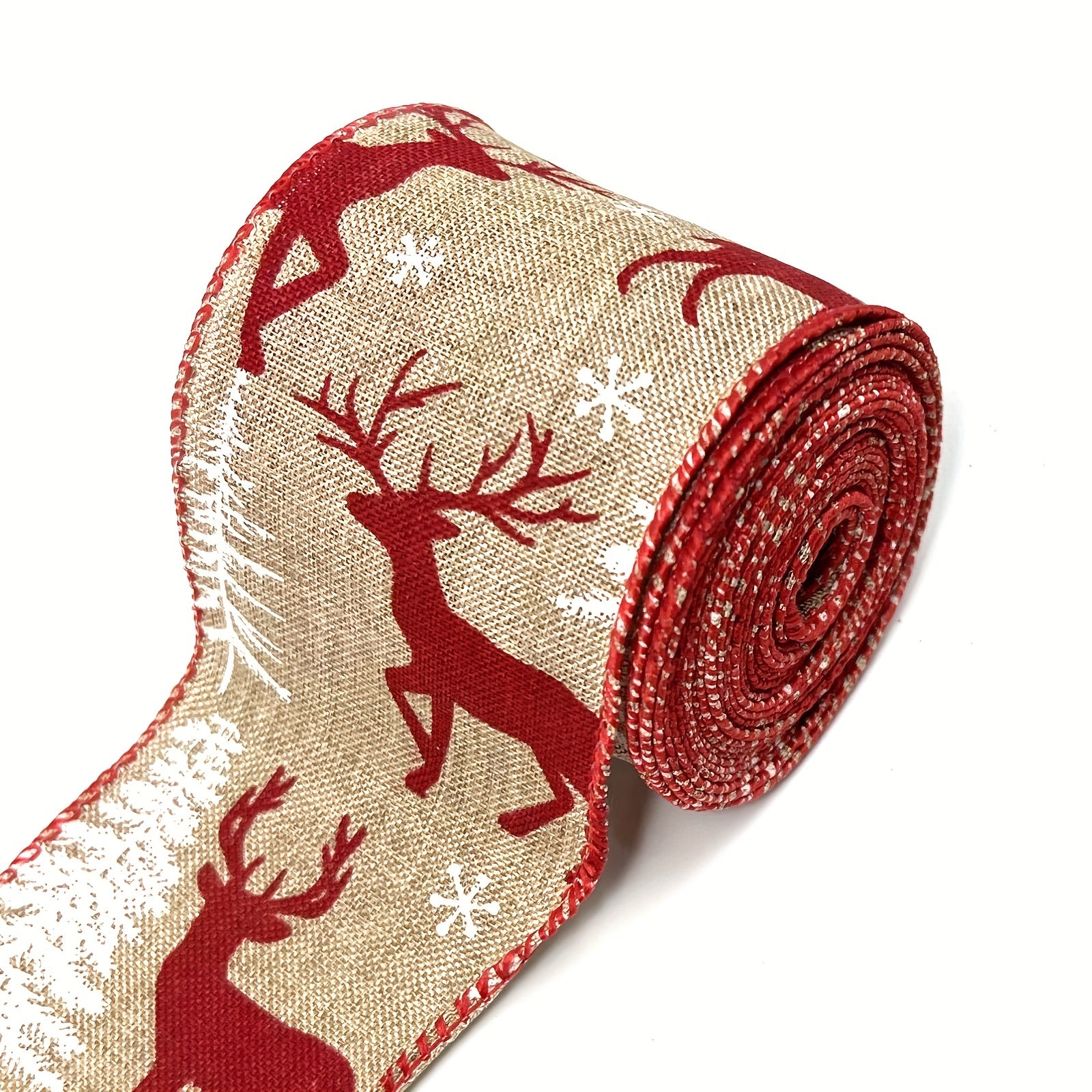 Christmas Wired Burlap Ribbon - Red Ribbon for Christma