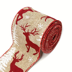 Christmas Wired Burlap Ribbon - Red Ribbon for Christma