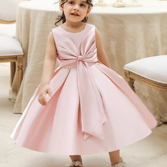 Baby Girl 1 Yr Dress Princess Twill Thick Satin Bow Baby Dress