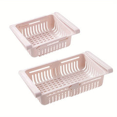 2Pcs Fridge Drawer Organizer Pull Out Retractable Fridge Shelf Storage Rack