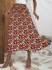 Boho Floral A Line Skirt High Waist Women's Clothing