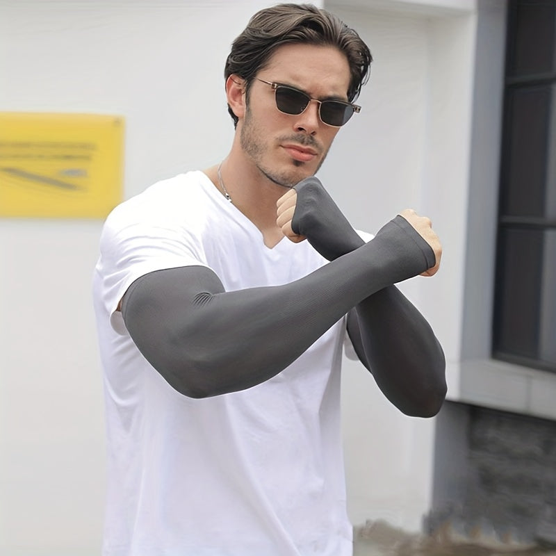 UV Protection Arm Sleeves for Men - Summer Sunscreen Ice Silk Sleeves