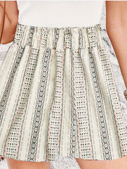 Striped Print Elastic Waist Shorts Boho Wide Leg Vacation Shorts
