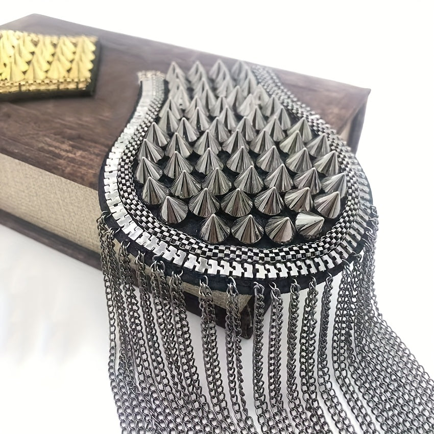 Riveted Suit Epaulette Chain Punk Fringe Costume Accessories