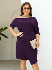 Solid One Shoulder Stretch Dress