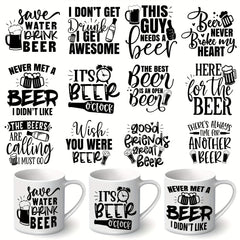Beer Lover UV Transfer Stickers 12pcs Waterproof Self Adhesive St