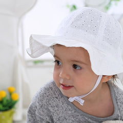 Baby Polka Dot And Flowers Graphic Cotton Bucket Hat Sun Protection