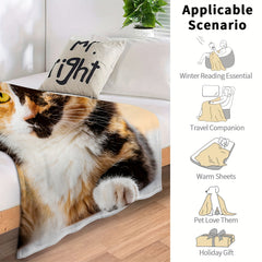 Yellow Cat Blanket Soft Flannel Blanket for Couch Bed