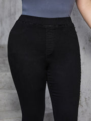 Casual Jeans Women's Plus Solid Elastic Skinny Jeans