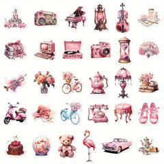 60pcs Pink Graffiti Stickers for Laptop Helmets Desktop Wat