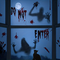 Scary Halloween Window Clings Horror Blood Handprints Footprints Stickers