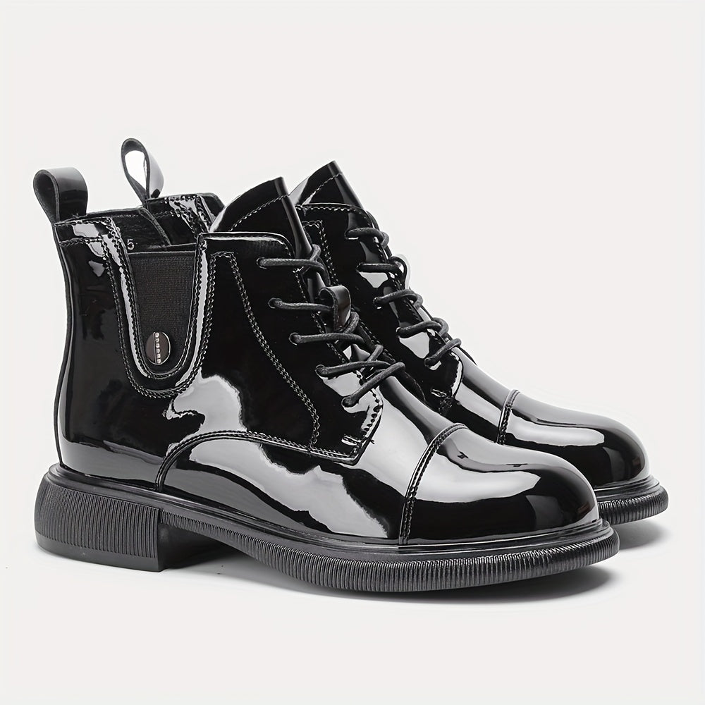 Women's Chunky Heel Lace Up Boots Thermal Sided Boots