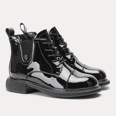 Women's Chunky Heel Lace Up Boots Thermal Sided Boots