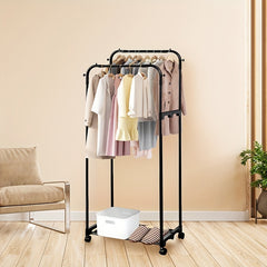 Double Rod Clothes Drying Rack With Shoe Rack
