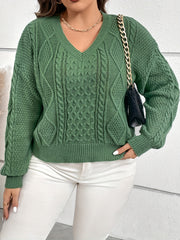 Lantern Sleeve V Neck Sweater with Knot Back