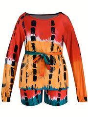 Tie Dye One Shoulder Top & Shorts Set