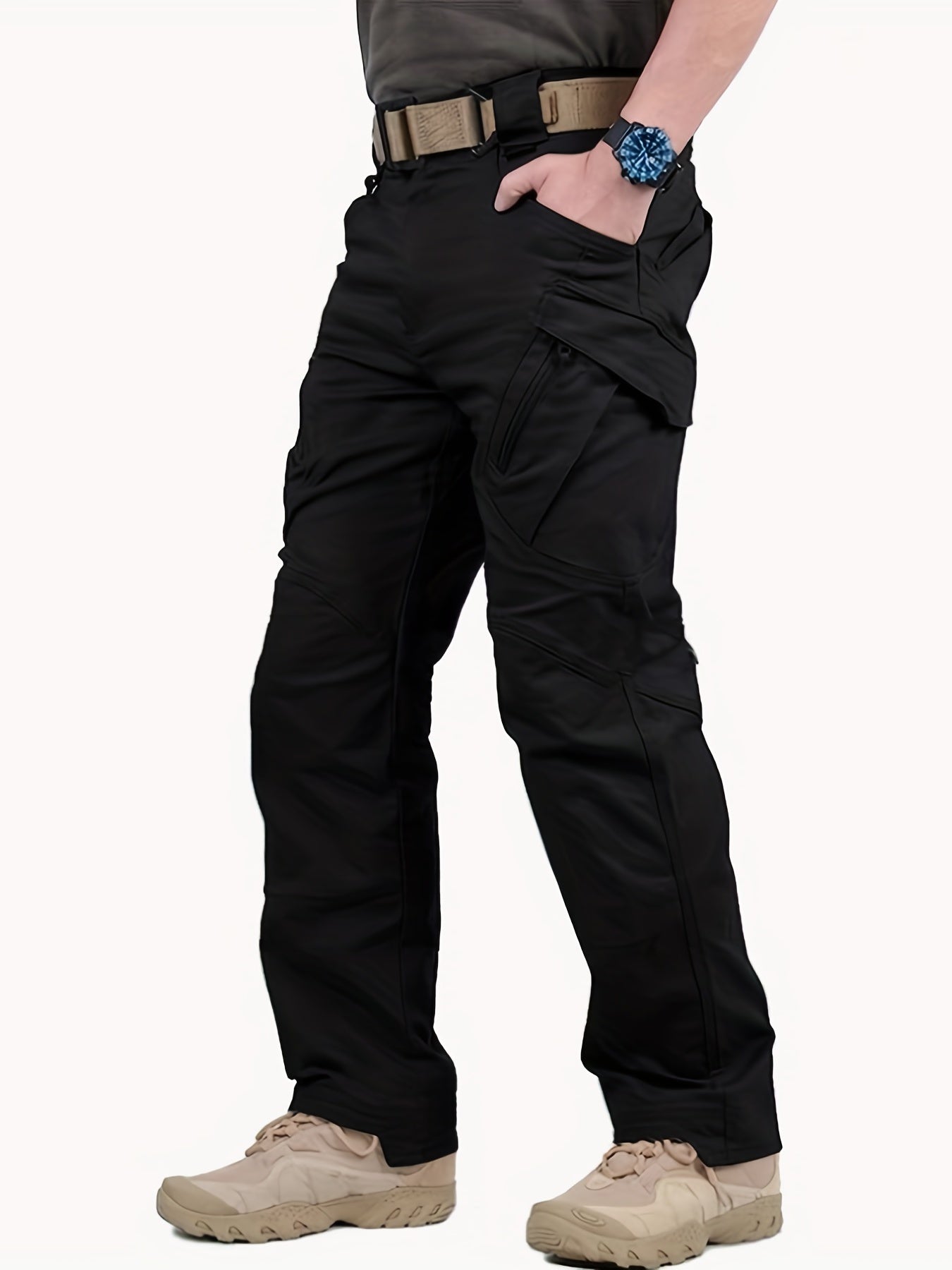 Men's Casual Cargo Pants With Zipper Pockets Male Joggers