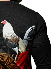 Rooster And Eagle Print Men's Long Sleeve T-shirt for Autumn
