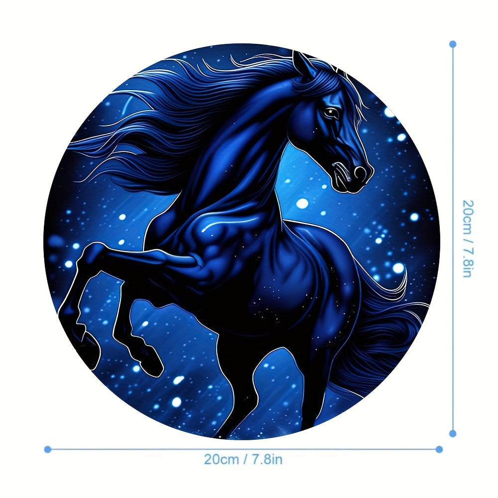 Cartoon Horse Pattern Round Mouse Pad for Office Computers Laptop
