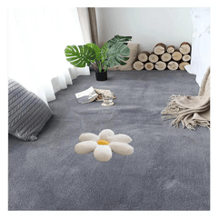 1pc Plush Area Rug Thickened Bedside Carpet Solid Large Area Floor Carpet