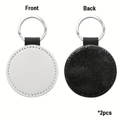 10pcs Glitter PU Leather Sublimation Blank Keychain Heat Transfer Key Chain