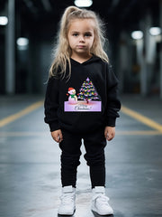 Girls 2pc Snowman & Tree Hoodie Sweatshirt & Sweatpants Set