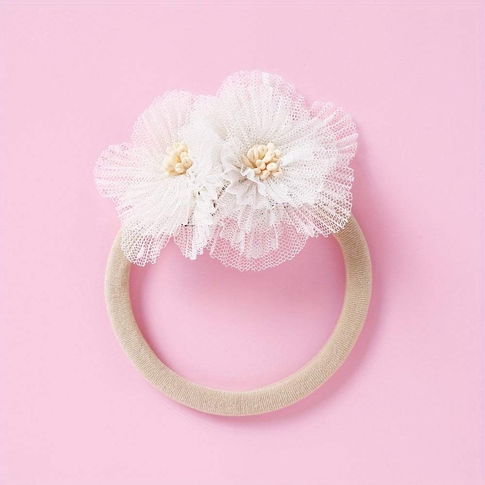 3pcs Baby Girls Mesh Flowers Headband Hair Accessories