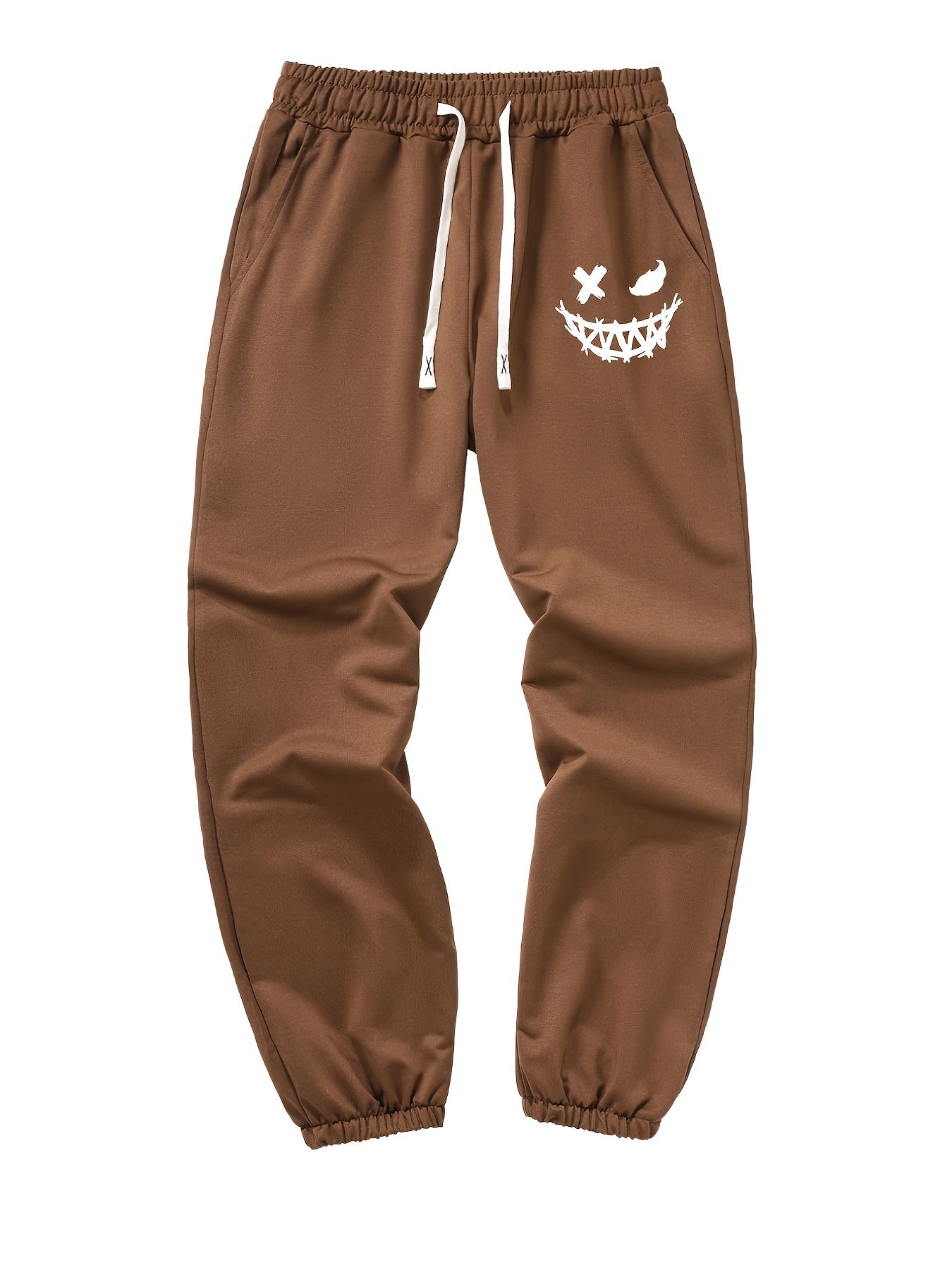 Smile Face Casual Men's Trousers Spring Summer Drawstring Elastic Sports Pants