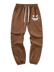 Smile Face Casual Men's Trousers Spring Summer Drawstring Elastic Sports Pants