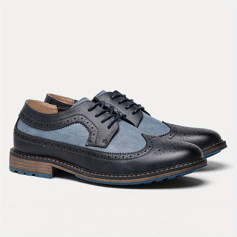 Men's Splicing Brogue Lace up Oxford Shoes