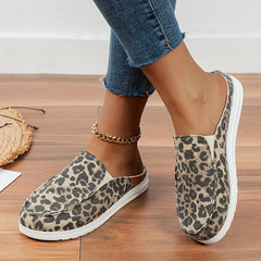 Leopard Print Mule Sneakers Slip On Outdoor Shoes Lightweight Walking
