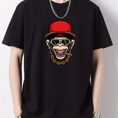 Men's Monkey Print Graphic Active T-shirt Crew Neck Casual Tee