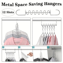 Metal Space Saving Hangers 12 Slots Stainless Steel Closet Organizer